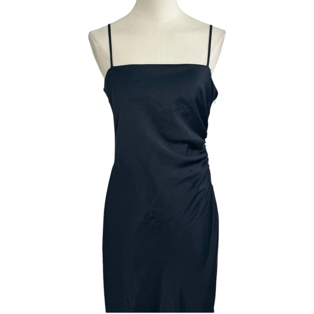 HOUSE OF HARLOW 1960 Navy Satiny Silku Midi Dress Party Holiday Wedding Size M - Picture 4 of 9